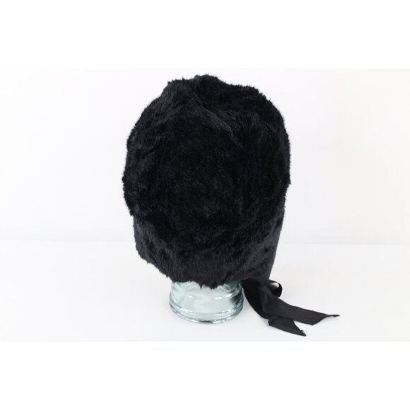Vintage Y2K Juicy Couture Streetwear Quilted Fuzzy Shag Trapper Hat Cap Black main image 6
